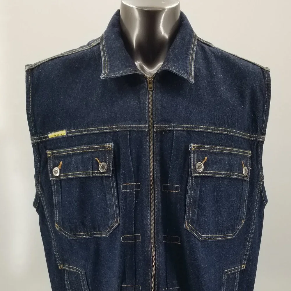 Vintage Southpole Denim Jacket Vest Mens XL Blue Denim Y2K Street Wear